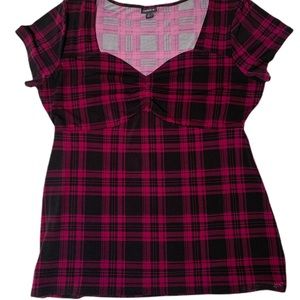 Torrid Black and Purple Plaid Top